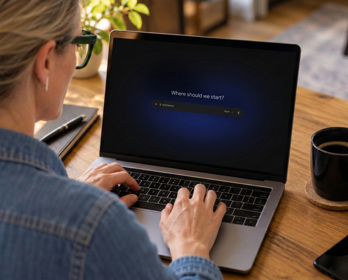 Jo using Gemini in a browser on a laptop